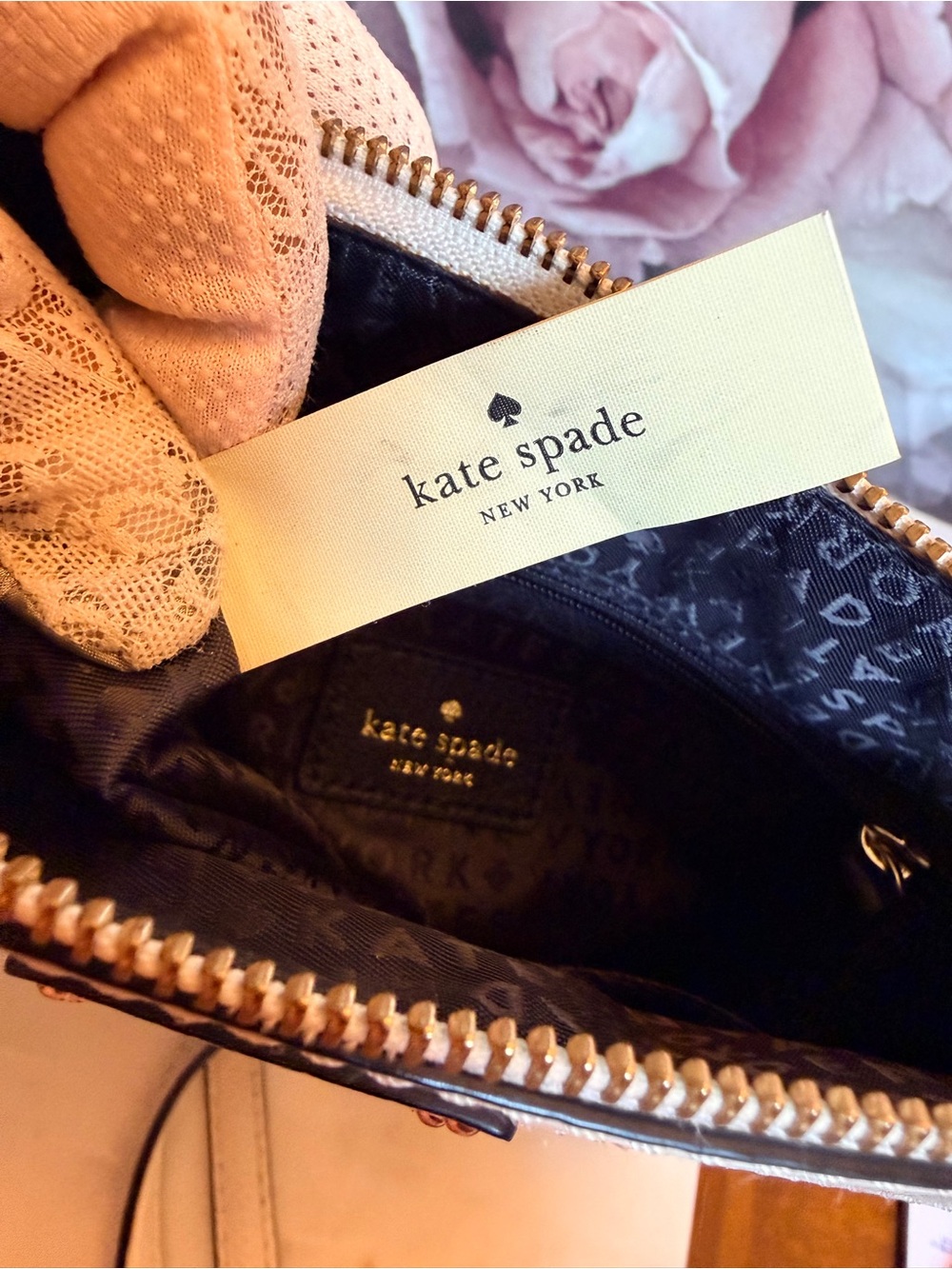Kate Spade Grove Street Rima Leather Crossbody in Black & Cement w/Gold-Tone - Picture 11 of 16